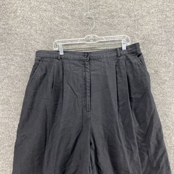 Adolfo Studio Shorts Women 22W Plus Black High Rise Bermuda Linen Flat Front - Picture 3 of 9